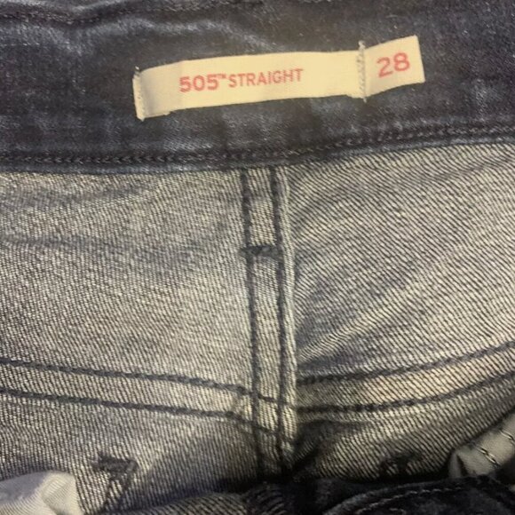 Levi's 505 Mens Jeans SZ 28x32 Dark Wash Regular Fit Straight Leg - Picture 2 of 5
